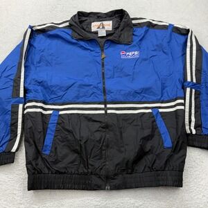Vintage 90s Speed Zone Pepsi Racing Windbreaker Jacket Blue Black White Men XL